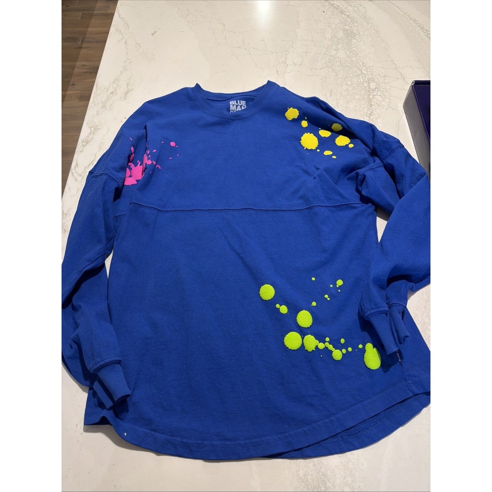 Spirit Jersey Blue Man Group Las Vegas Long Sleeve Splatter Cotton Crew Size S